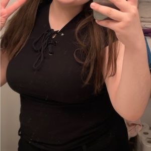 Black shirt laced up